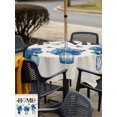 thumbnail image 6 of Square Outdoor Tablecloth with Umbrella Hole Navy Blue Bottle Hydrangeas Table Cloth Waterproof Patio Table Cover Country Rustic Flowers Burlap Zipper Tablecloths for Picnic Camping 54x54 Inch, 6 of 8