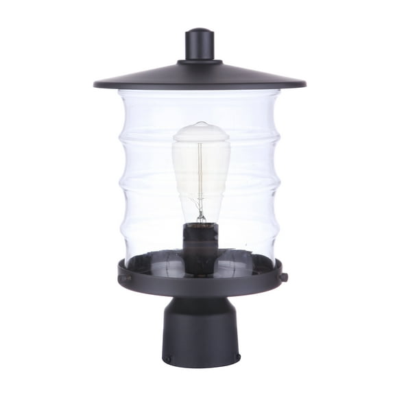 Craftmade ZA3625-MN Canon Clear Glass Outdoor Post Mount, 1-Light 60 Watt, 14"H x 9"W, Midnight