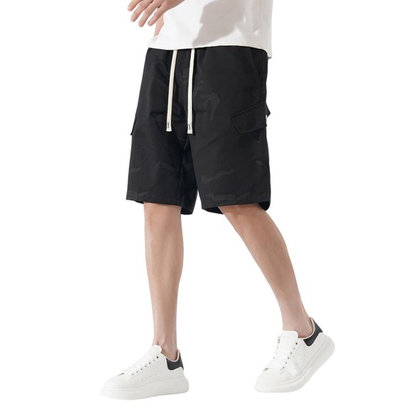 Dresfit Mens Cargo Shorts Long Drawstring Camo Shorts Summer 2026 Loose Work Bermuda Shorts Camouflage Big and Tall Stretch Outdoor Carpenter Shorts 2XL