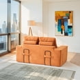 thumbnail image 2 of Leumius Futon Sofa Bed,2-in-1 Folding Sofa Bed with Memory Foam & Steel Frame,Corduroy Fabric Boneless Floor Sofa for Small Spaces, Apartments, Home Office & Bedroom,Orange, 2 of 11