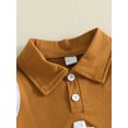thumbnail image 5 of Toddler Baby Girl Football Outfit Rugby Embroidery Sleeveless Lapel Bow Ruffle Hem Dress, 5 of 6