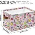 thumbnail image 3 of GZHJMY Cartoon Doodle Shelf Storage Baskets, Foldable Fabric Storage Bins with Leather Handles for Organizing Closet Clothes, Toys, Towels, Bedroom, Bathroom, Nursery, Office (1 Pack), 3 of 7