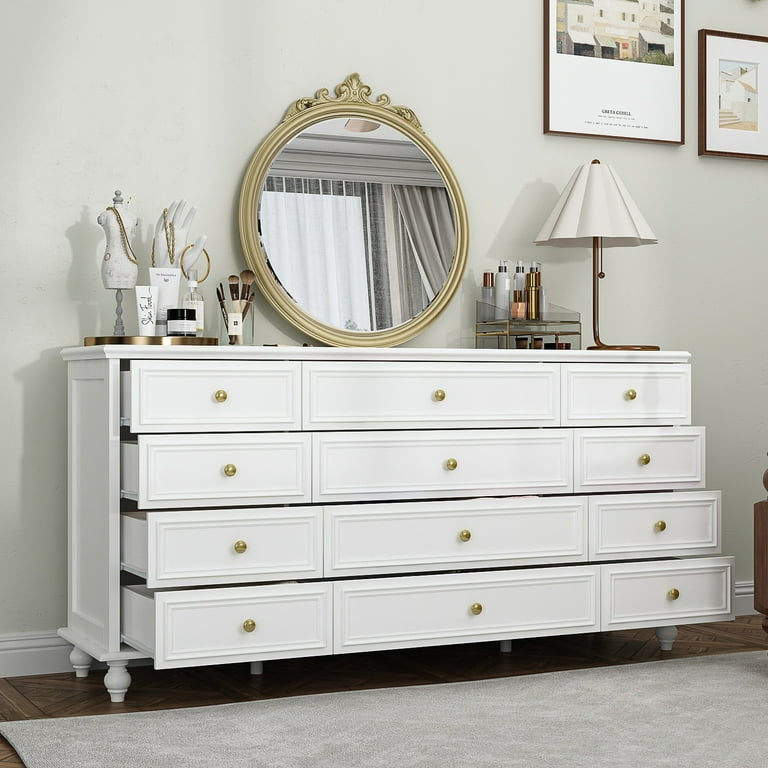 Timechee 12 Drawer Closet 63'' W Dresser White Chest Srorage