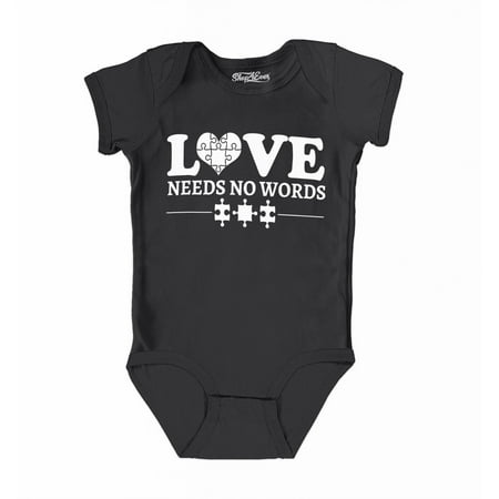 

Shop4Ever Love Needs No Words Autism Awareness Baby s Bodysuit Infant Cotton Romper 18 Months Black