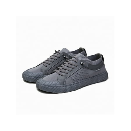 

Kesitin Men Skate Shoe Breathable Casual Sneaker Sport Sneakers Mens Walking Shoes Gym Slip-Resistant Slip On Flats Gray 7.5