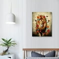 thumbnail image 3 of Nawypu Large Vintage Lion Canvas Wall Art Wildlife King Animal with Flower Butterfly Painting Artwork for Bedroom Living Room Decor Stretched and Framed Ready to Hang, 3 of 4