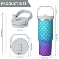 thumbnail image 5 of 1pc Mermaid 30oz Tumbler with Straw & Handle - Insulated Stainless Steel Cup | Holiday Gift for Man Women (Christmas, Valentine's, Birthday), 5 of 7