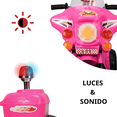 thumbnail image 2 of Moto Montable Eléctrica para Niños con Luces y Sonido Bateria Recargable de 6v - Rosa, 2 of 7