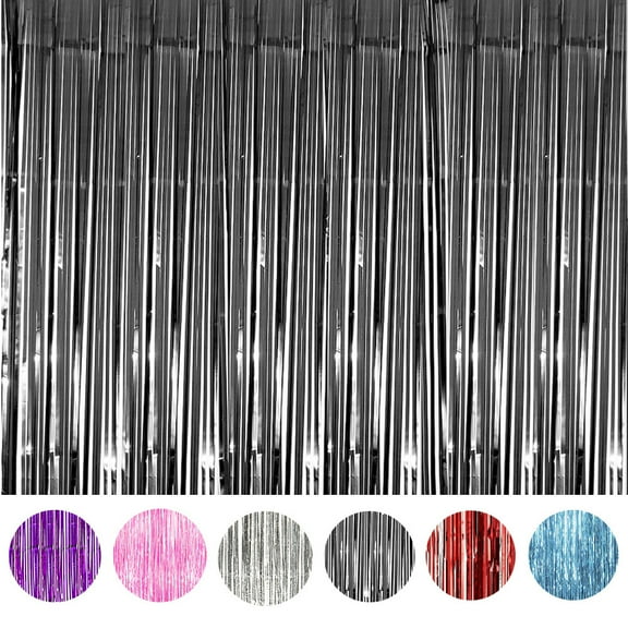 2/3Pcs Foil Fringe Curtain Door Curtain Metallic Tinsel Photo Backdrop Party Wedding Decoration 3ftx8ft