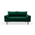 thumbnail image 2 of Pemberly Row 70" Square Arm Modern Velvet & Wood Sofa in Green, 2 of 2