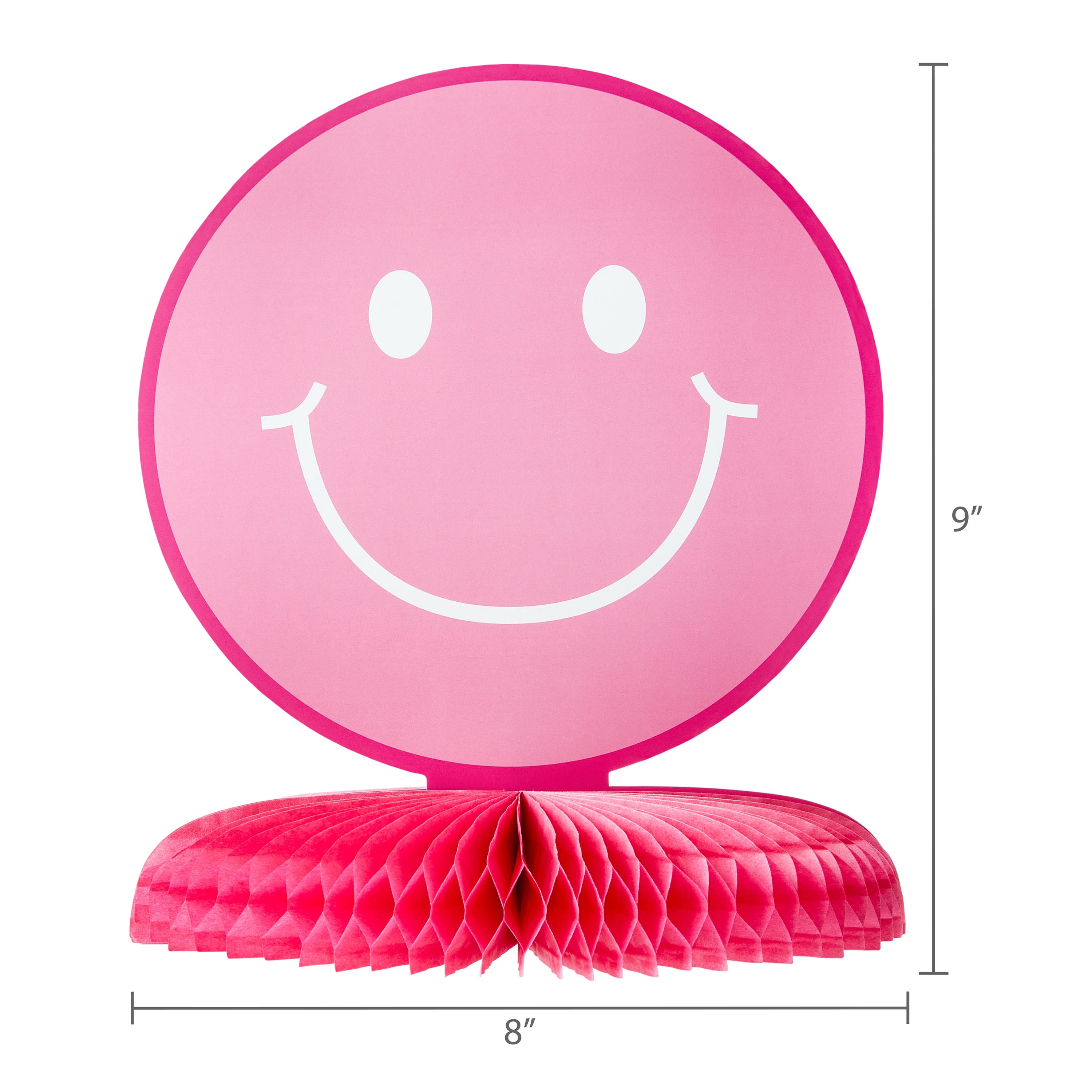 Pink Smiley Face Paper Honeycomb Table Centerpiece Decorations, 3 Pieces, by Way To Celebrate