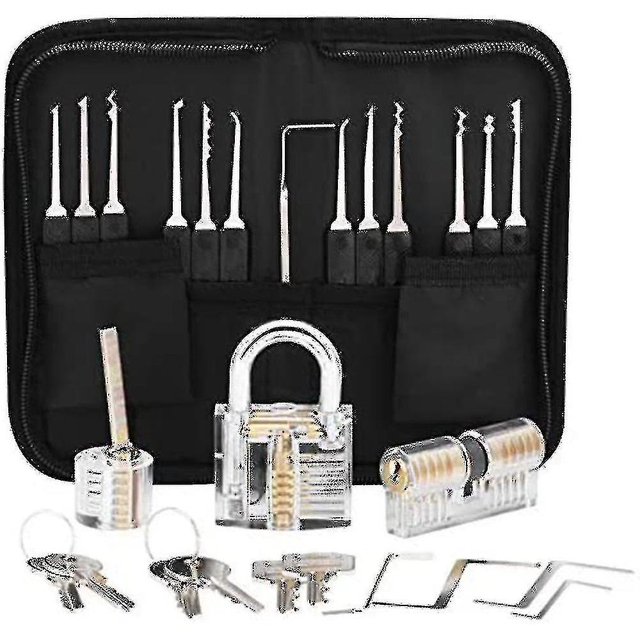 Juego de herramientas de reparación de cerraduras multifuncionales LzGUNGY Kit de ganzúas profesional negro