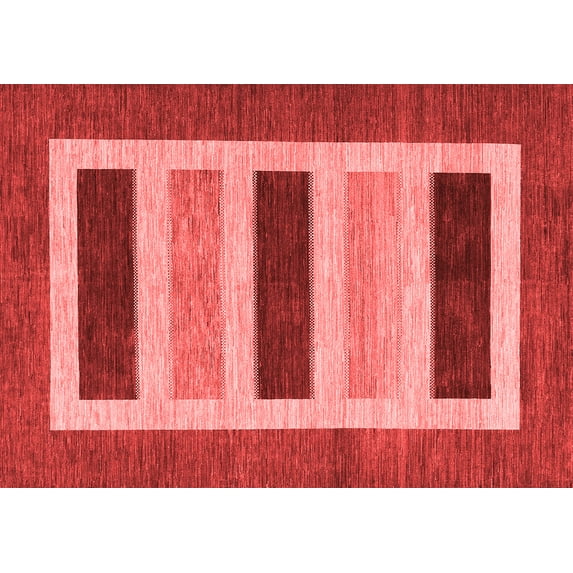 Ahgly Company Indoor Rectangle Abstract Red Contemporary Area Rugs, 3' x 5'