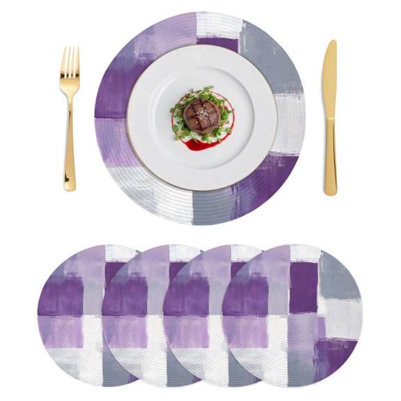 Round Placemats Purple Lavender Gray 15 inch Set of 4 Table Mats for Dining Table Abstract Gradient Heat Resistant Non-Slip Kitchen & Home Decorative Place Mat Set