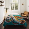 thumbnail image 4 of Octopus Coastal Tapestry for Bedroom Wall Hanging Tapestry, Brown Teal Nautical Summer Ocean Ceiling Backdrop Tapestries Poster Blanket Wall Decor for Teens Room Living Room Dorm 39" x 59", 4 of 8