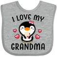 thumbnail image 3 of Inktastic I Love My Grandma with Cute Penguin and Hearts Girls Baby Bib, 3 of 4