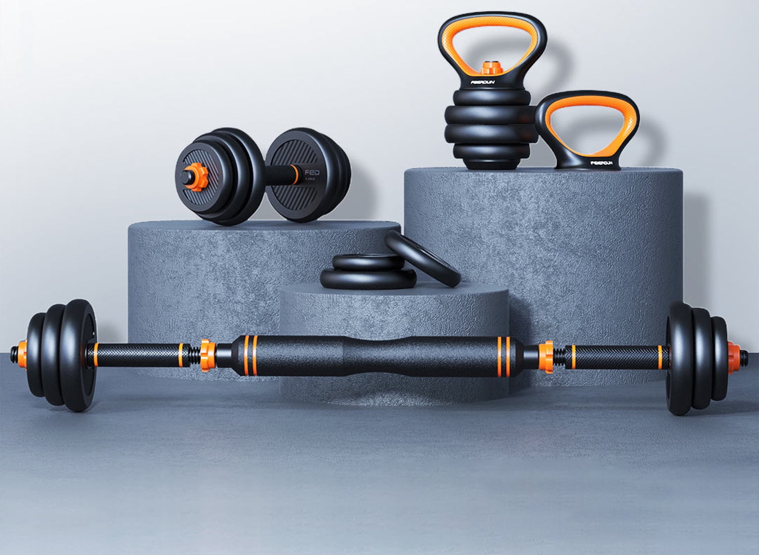 66 Lbs Dumbbell Set with Barbell Kettlebell and Push Up Bar Function