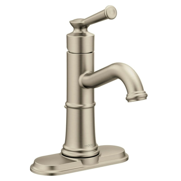 Moen 6402NL Belfield One-Handle Bathroom Sink Faucet with Drain Assembly and Optional Deckplate, Polished Nickel