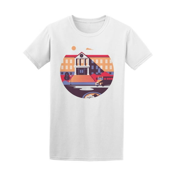 Flat Style School Flat Building Tee Men's -Image by Shutterstock