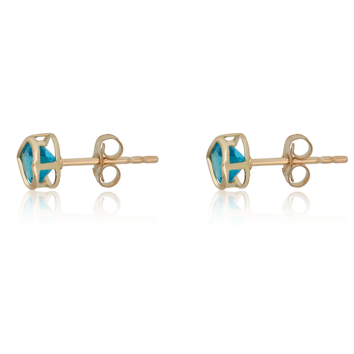 AVORA 10K Yellow Gold December Birthstone with Simulated Diamond CZ Heart Stud Earrings