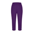 thumbnail image 6 of MLQIDK Yoga Capri Pants for Women Yoga Capri Pants Knee Length High Waisted Trendy Summer Pedal Pushers Dressy Casual Capri Leggings with Pockets Purple 2XL, 6 of 6