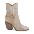 thumbnail image 3 of LUCKY BRAND Womens Beige Western Inspiration Embellished Padded Lakelon Almond Toe Stacked Heel Zip-Up Leather Booties 9.5 M, 3 of 4