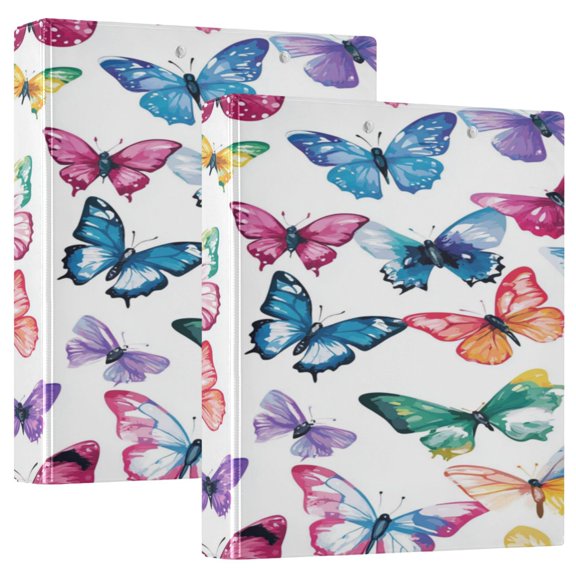 3 Ring Binder 1.5 inch Round Rings with Interior Pockets Binders Organizer Office School 1Pack Butterflies in Various Sizes