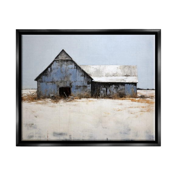 Stupell Industries Winter Country Barn Landscape Painting Black Floater Framed Canvas Art Print Wall Art, 21 x 17