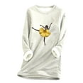 thumbnail image 3 of Jinhomg Winter Cute Sweatshirt for Women Novelty Cat Print Sherpa Lined Loungewear Plus Size Cozy Long Sleeve Crewneck Tunic Tops White M, 3 of 4