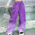 thumbnail image 5 of Ketyyh-chn99 Baggy Jeans for Teens Kids Girls' Fashion Waist Wide Leg Baggy Denim Pants Straight Washed Loose Jeans Size for 5-6 Years,Purple, 5 of 5