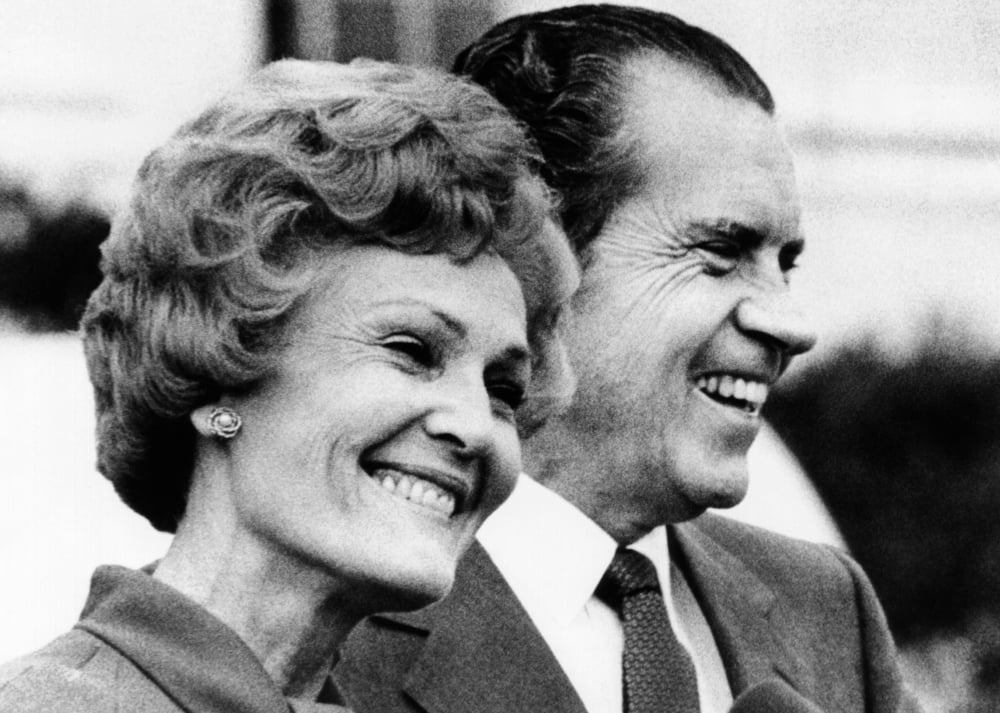 President Richard Nixon And First Lady Pat Nixon. They Were Greeting ...