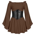thumbnail image 2 of Pirate Dress Tween Bell Sleeves Medieval Dress with Corset Belt A Line Pirate Costume Tween Girls, 2 of 8