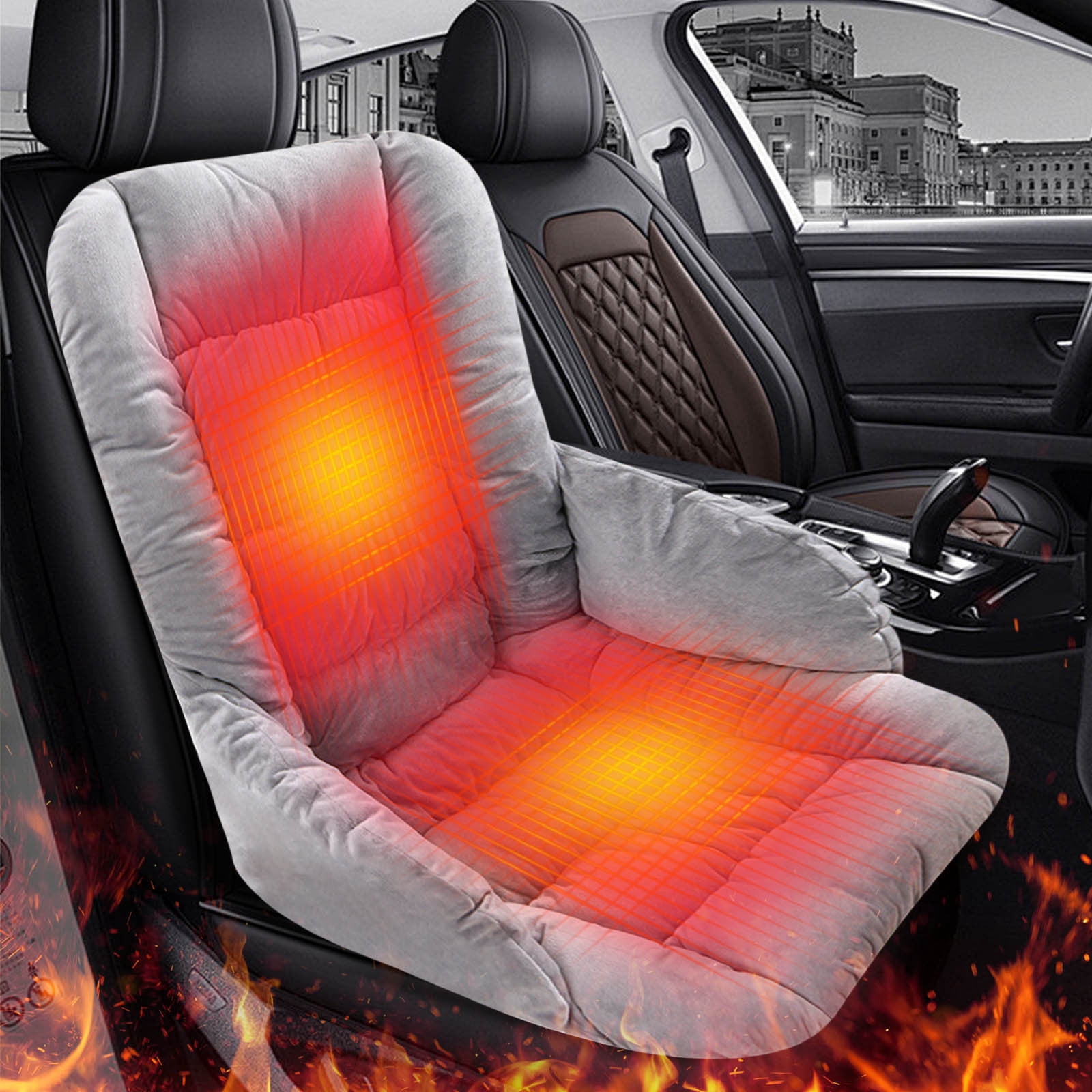 Heated Seat Cushion, Office Chair Heating Pad, Heated Seat Pad, Winter Integrated Heating Cushion (18x16 In) - Office Long-Period Sitting Waist Protection