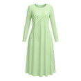 thumbnail image 7 of GUACER Women's Striped Midi Dresses Side Slit Knit Long Sleeve Round Neck Loose Casual Dresses for Vacation Lounge Gift, 7 of 7