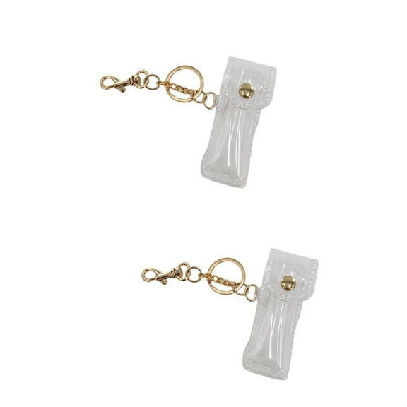Clip- on Sleeve Lipstick Keychain Lipstick Holder Clear Lipstick Case Holder Storage Makeup Travel Cases Organizer Bag 2pcs