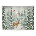 thumbnail image 5 of ONETECH Winter Forest Tapestry Christmas Snowy Scene Deer Red Crested Bird Pine Tree Snowflake Watercolor Xmas Holiday Rustic Nature Wall Hanging Art Home Decor for Living Room Bedroom Dorm, 5 of 7