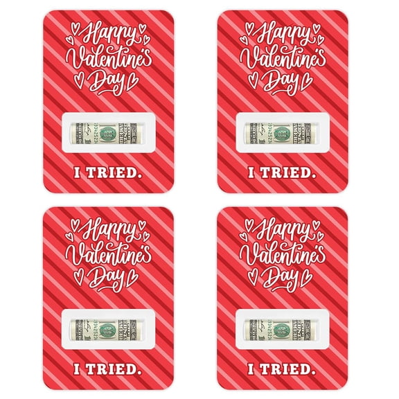 Koyal Wholesale 4pk Valentine Money Holders, I Tried Funny Cash Gift Card, 5x7