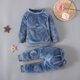 thumbnail image 2 of Sudadera Para Niños Pequeños Otoño Invierno Color Sólido Suéter De Manga Larga Pantalones Dos Piezas Ropa Para Niños Azul Odeerbi LM103-3394, 2 of 9