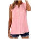 thumbnail image 1 of Camisas de Verano de la Mujer Y Tops Cuello V sin Mangas Botón Completo Blusa, Tops sin Mangas de la Mujer de Verano de Color Sólido Casual Transpirable, 1 of 6