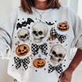 thumbnail image 1 of Halloween Skull Bow Sweatshirt, Coquette Bow Halloween Sweatshirt, Halloween Sweatshirt, Skeleton Sweatshirt, Spooky Season Sweatshirt, Coquette Sweatshirt, 1 of 4