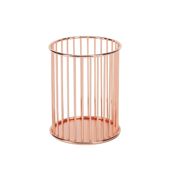 Metal Pen & Makeup Brush Organizer – Elegant Gold Wire Desk Storage Solution, Multi-Use, Durable Iron Construction, Space-Saving Office & Vanity Accessory