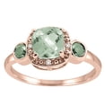 thumbnail image 1 of 0.02 Carat Cushion Cut Green Amethyst and Diamond Ring in 10K Rose Gold, 1 of 1