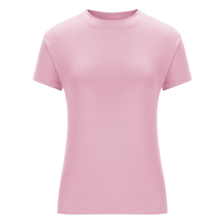 Women's Basic Crop Top Tee - Slim Fit Crew Neck Short Sleeve Shirt In Nylon/Spandex Blend