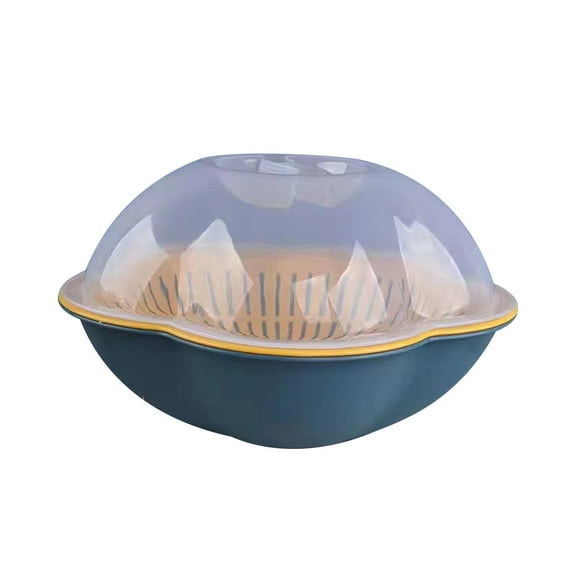 JGJJUGN Multifunctional Double-Layer Drain Basket Fruit Vegetable Washing Basin with Cover - Plastic, Stylish Flower Shape, Easy Cleaning