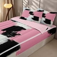 thumbnail image 2 of Erosebridal Oil Painting Zipper Full Size Comforter Sets with Fitted Sheet and 2 Pillowcases, Abstract Patchwork Zipper Bedding Set, Pink Black Gray, Pink Reversible, 2 of 7