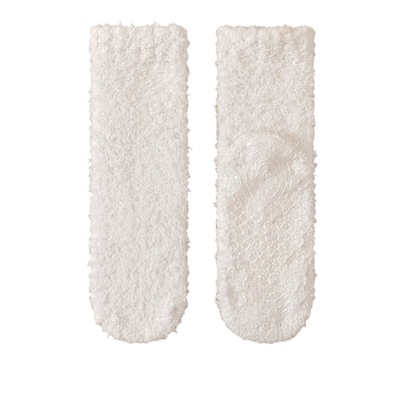 Lumtrix Mens Fuzzy Socks Fluffy Warm Slipper Socks Non Slip Grippy Thick House Socks For Winter, Gifts White One Size