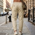 thumbnail image 4 of LIaqionyy Men's Pants Lightweight Drawstring Elastic Waist Straight Leg Casual Fashion Trousers with Pockets, 4 of 8