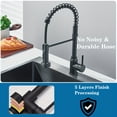 thumbnail image 6 of Black Kitchen Faucets with Pull Down Sprayer, Black Spring Commercial Kitchen Sink Faucet 1 Hole Stainless Steel Faucet for Kitchen Sink, RV Farmhouse, 6 of 10