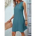 thumbnail image 3 of Women Summer Dresses for Island Vacation Sleeveless V Neck Tunic Dress Casual Beach Sundress Sea Blue L, 3 of 8