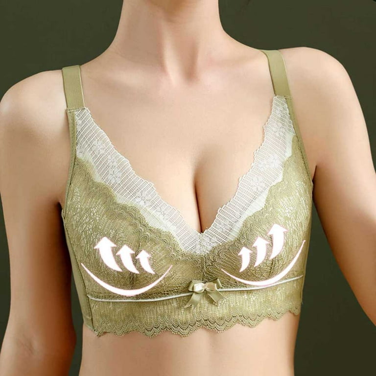 Ruziyoog Cotton Underwear Ladies Comfortable Breathable No Steel Ring Sexy  Lace Gathering Adjustment Lift Bra Woman Underwear Summer Clearance Green  M锛?4/75Ab锛?Active 